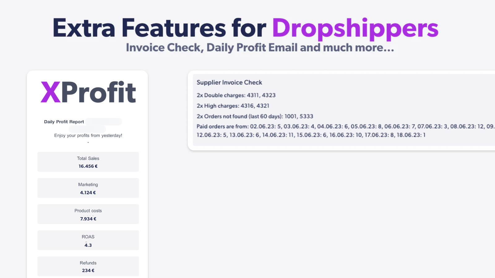 Extra features for Dropshippers