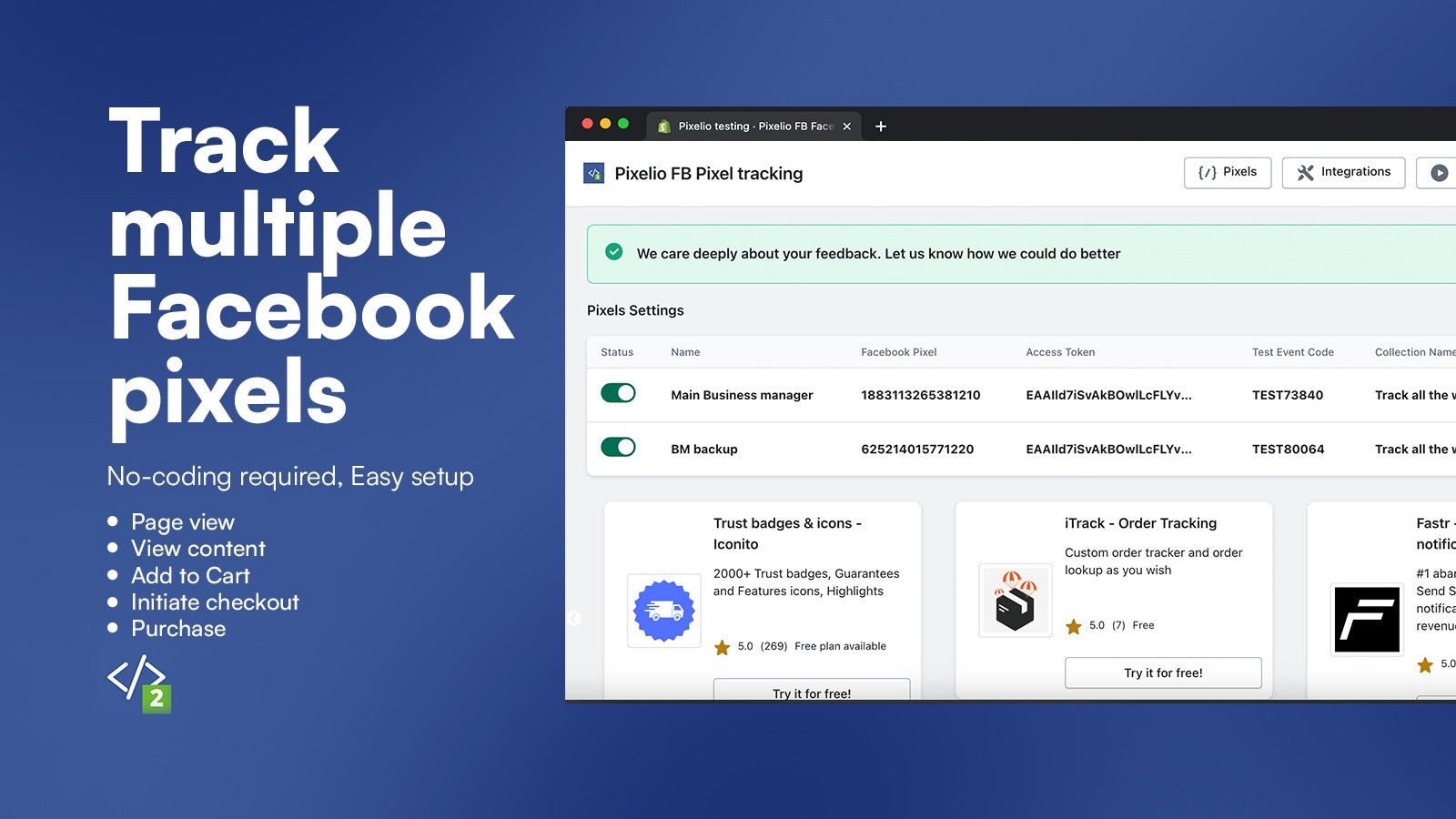 Facebook Pixel ad manager business account dashboard multiple