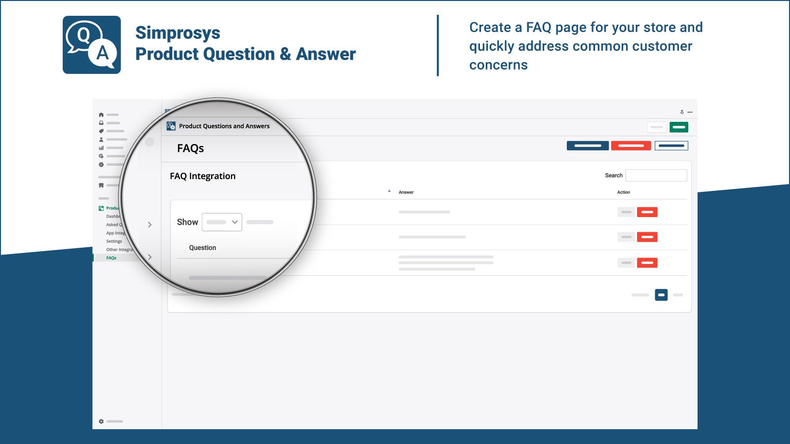 FAQ page backend management interface in the app - Product Q&A