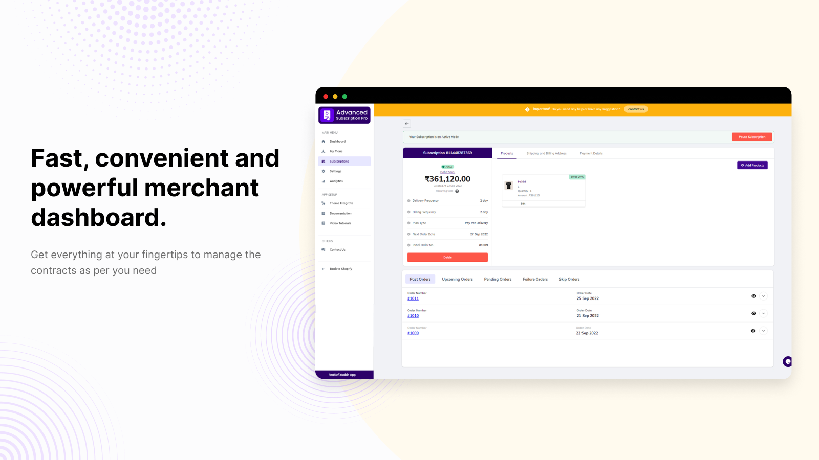 Fast and convenient merchant dashboard