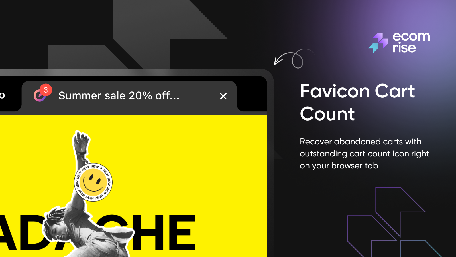 Favicon Cart Count to recover abandoned carts