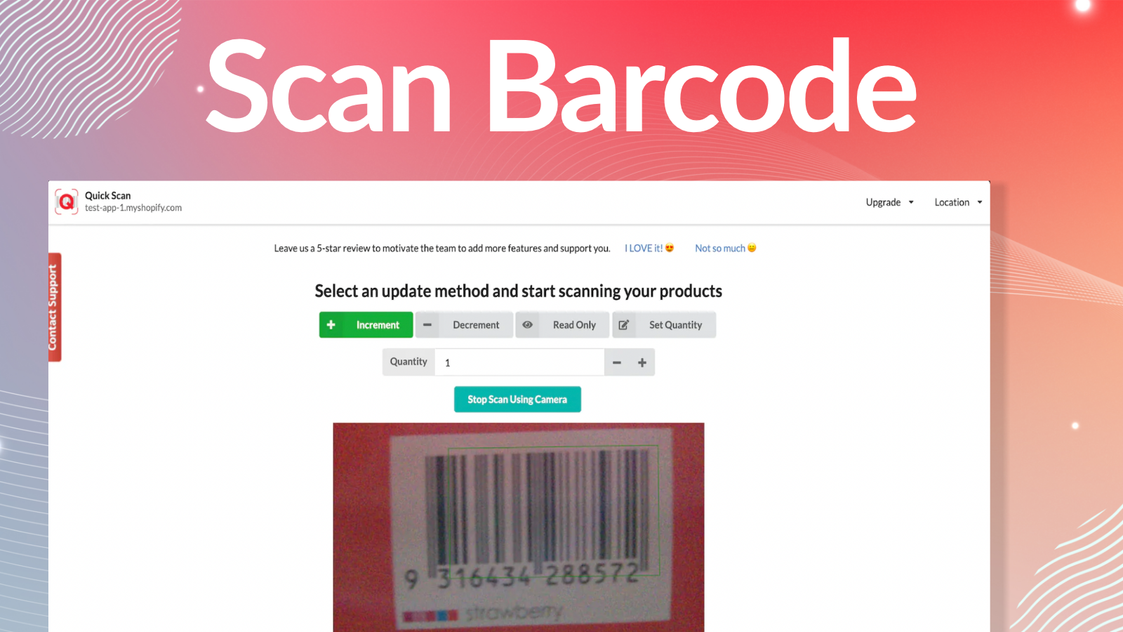 Features built in barcode scanner