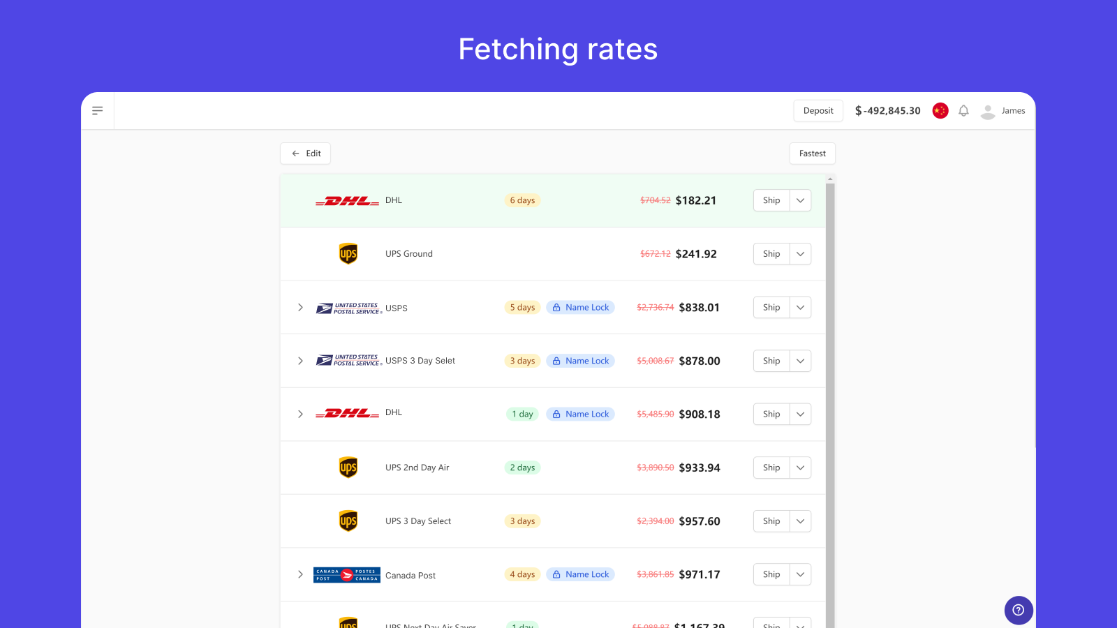 Fetching rates