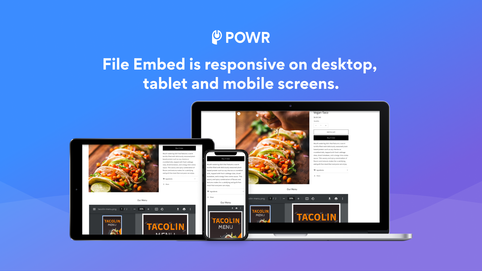 File Embed is responsive on desktop,  tablet and mobile screens.