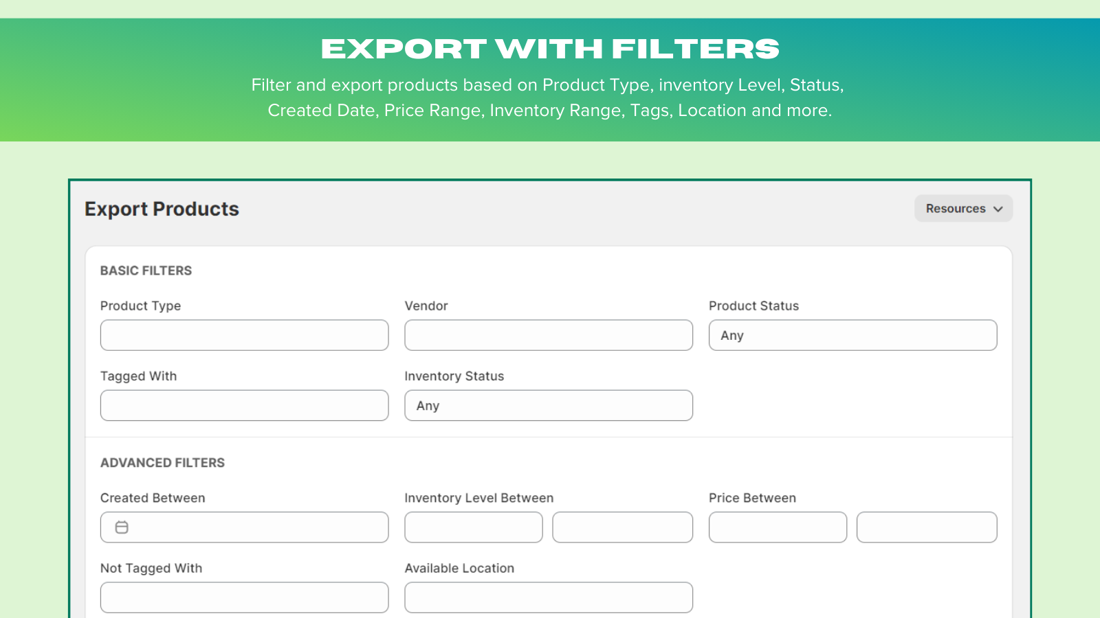 Filter & Export Products in a Excel Sheet.