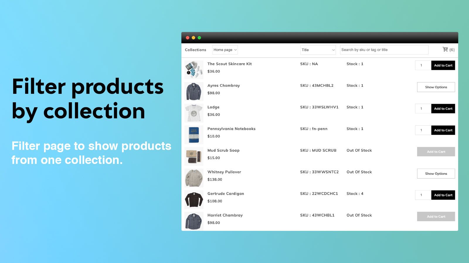 Filter product by collection