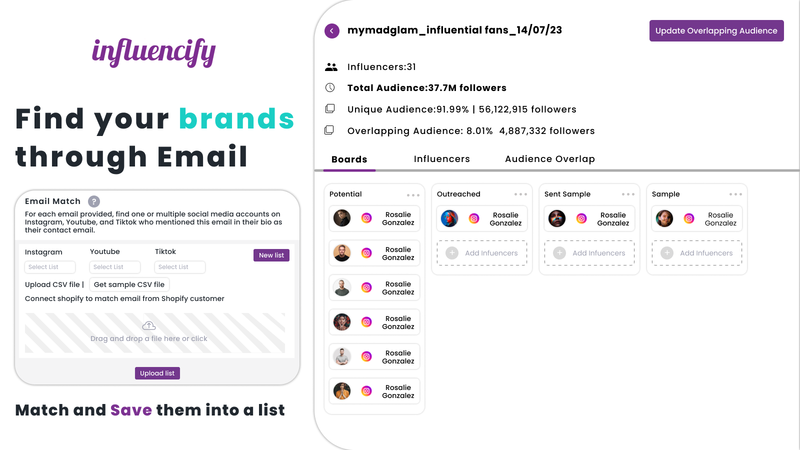 Find Brands by using Email Match tool