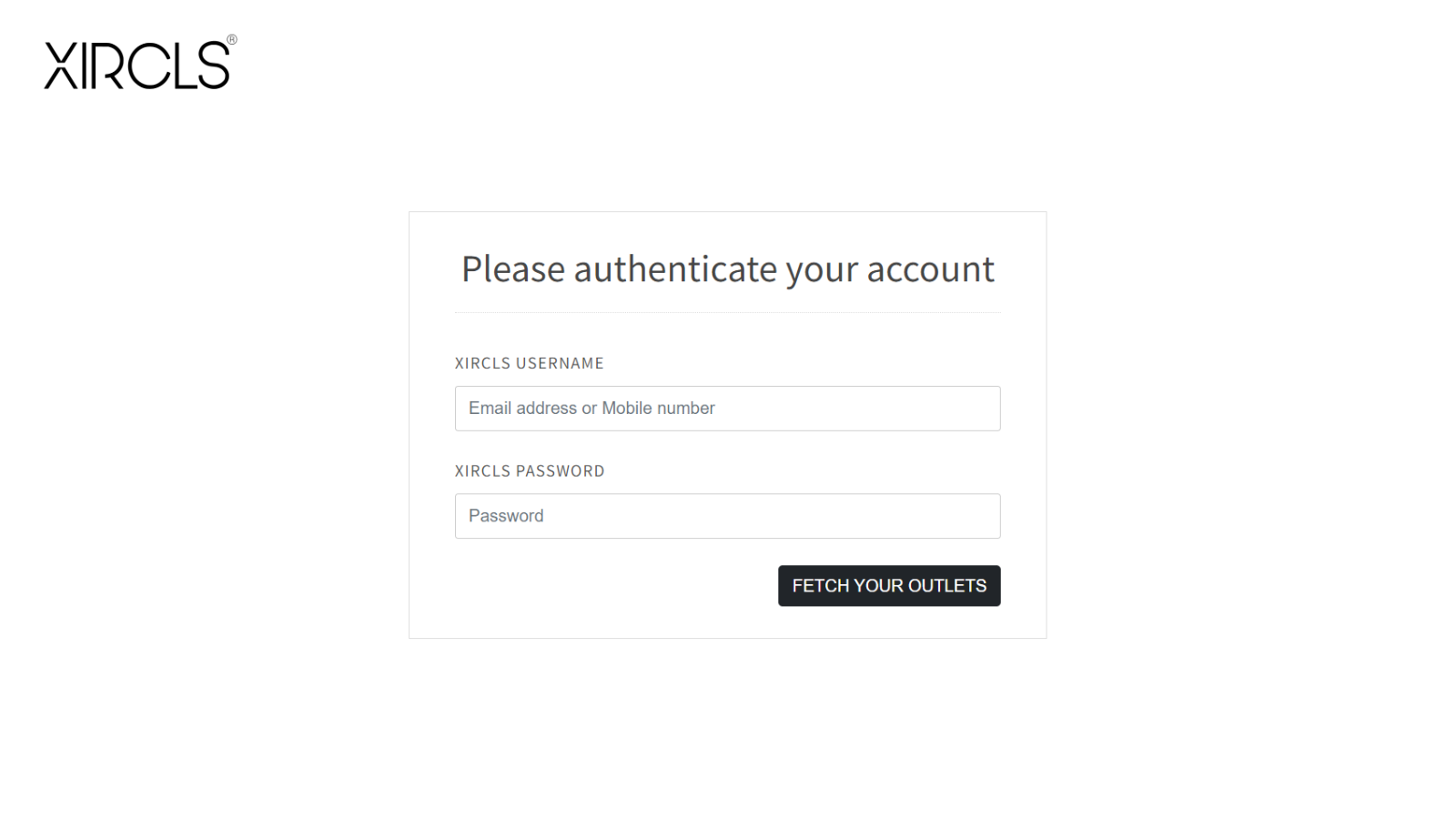 First page of app user interface i.e. store authentication page