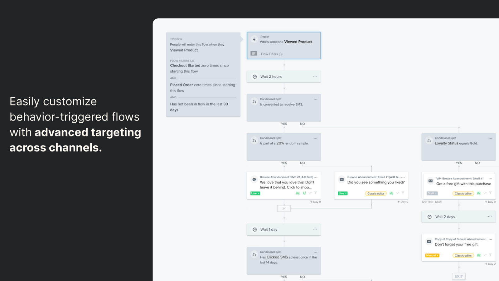 Flow builder with sample branching 