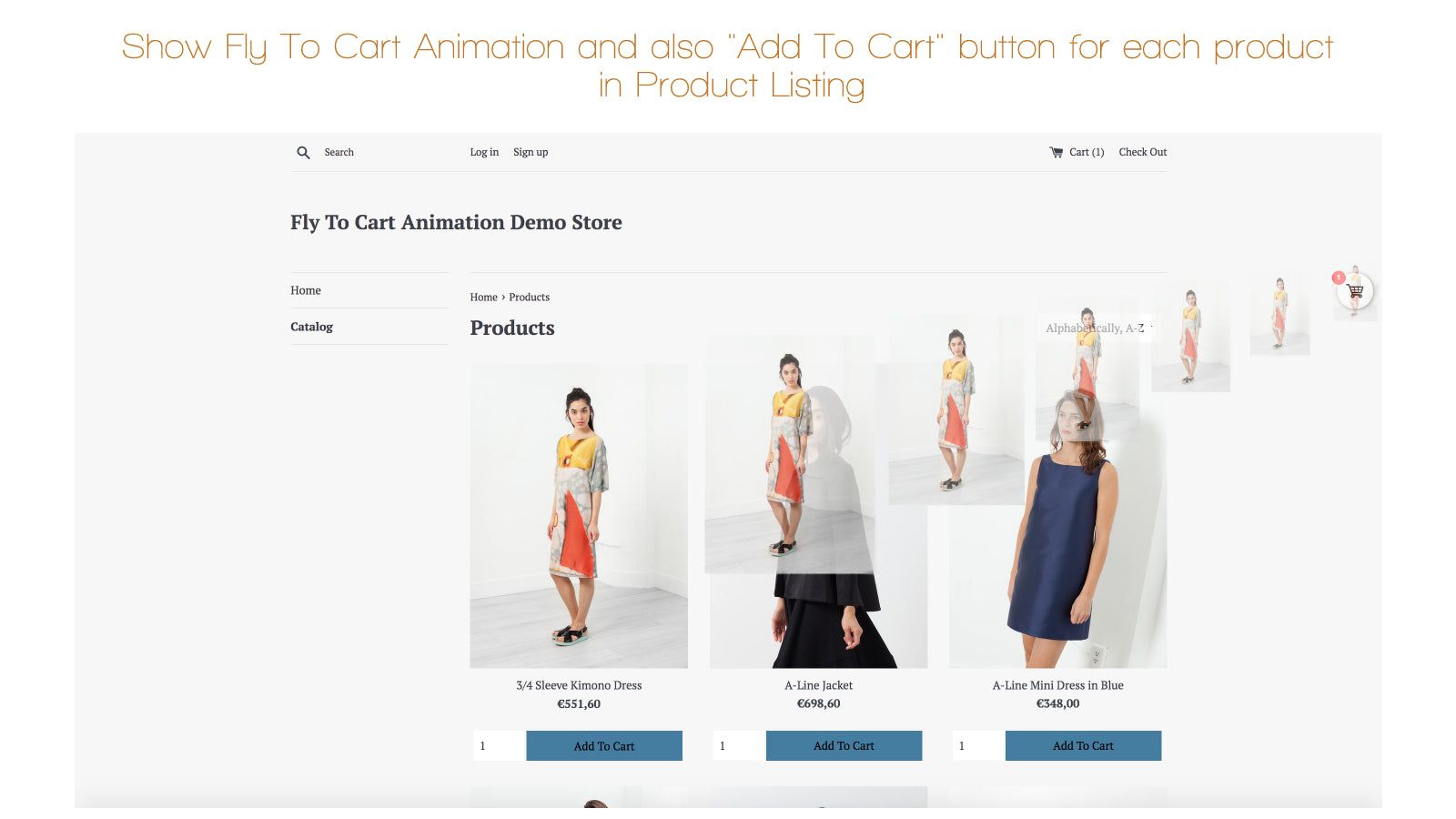 Fly To Cart Animation Effect and Sticky Cart in product listing