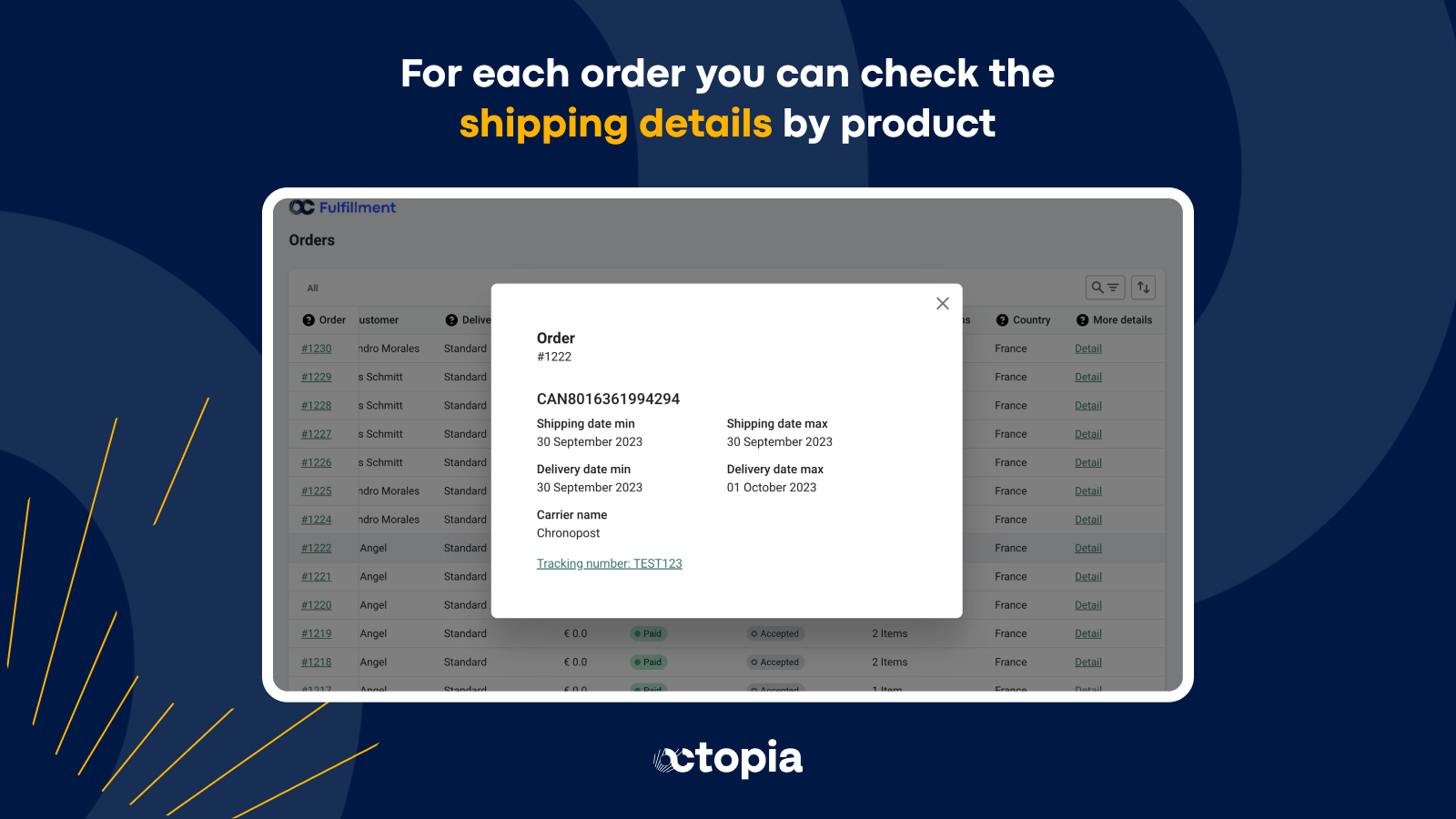 For each order you can check the shipping details by product