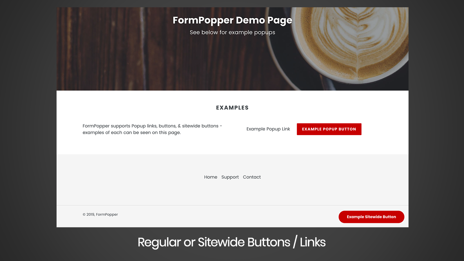 FormPopper buttons and links - desktop