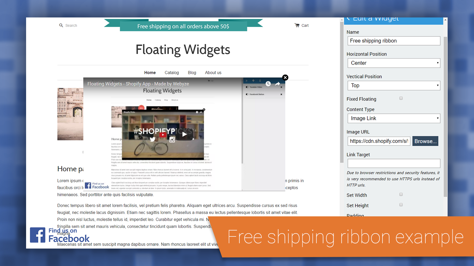 Free shipping ribbon example