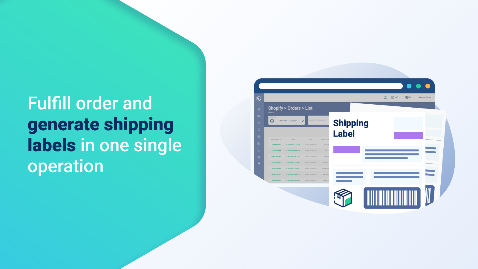Fulfill order and generate shipping labels in single operation