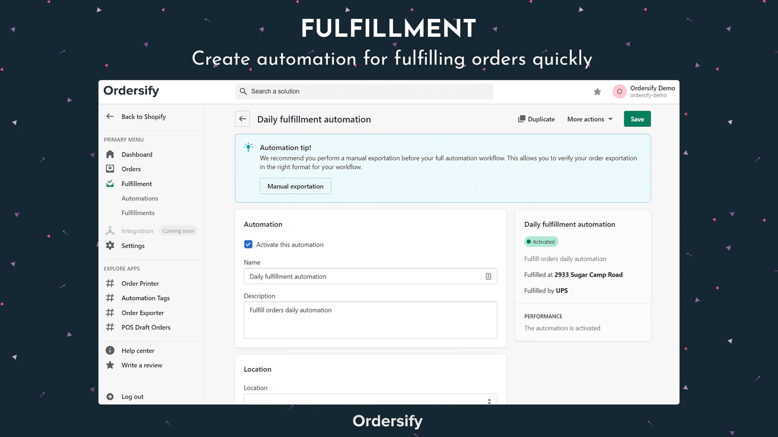 Fulfillment - Create automation for fulfilling orders