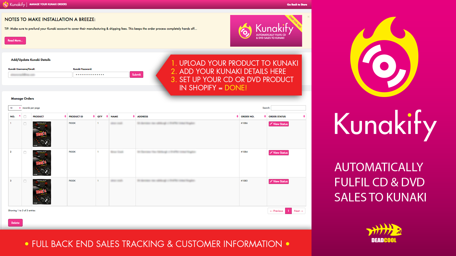 Full back end sales tracking and customer information