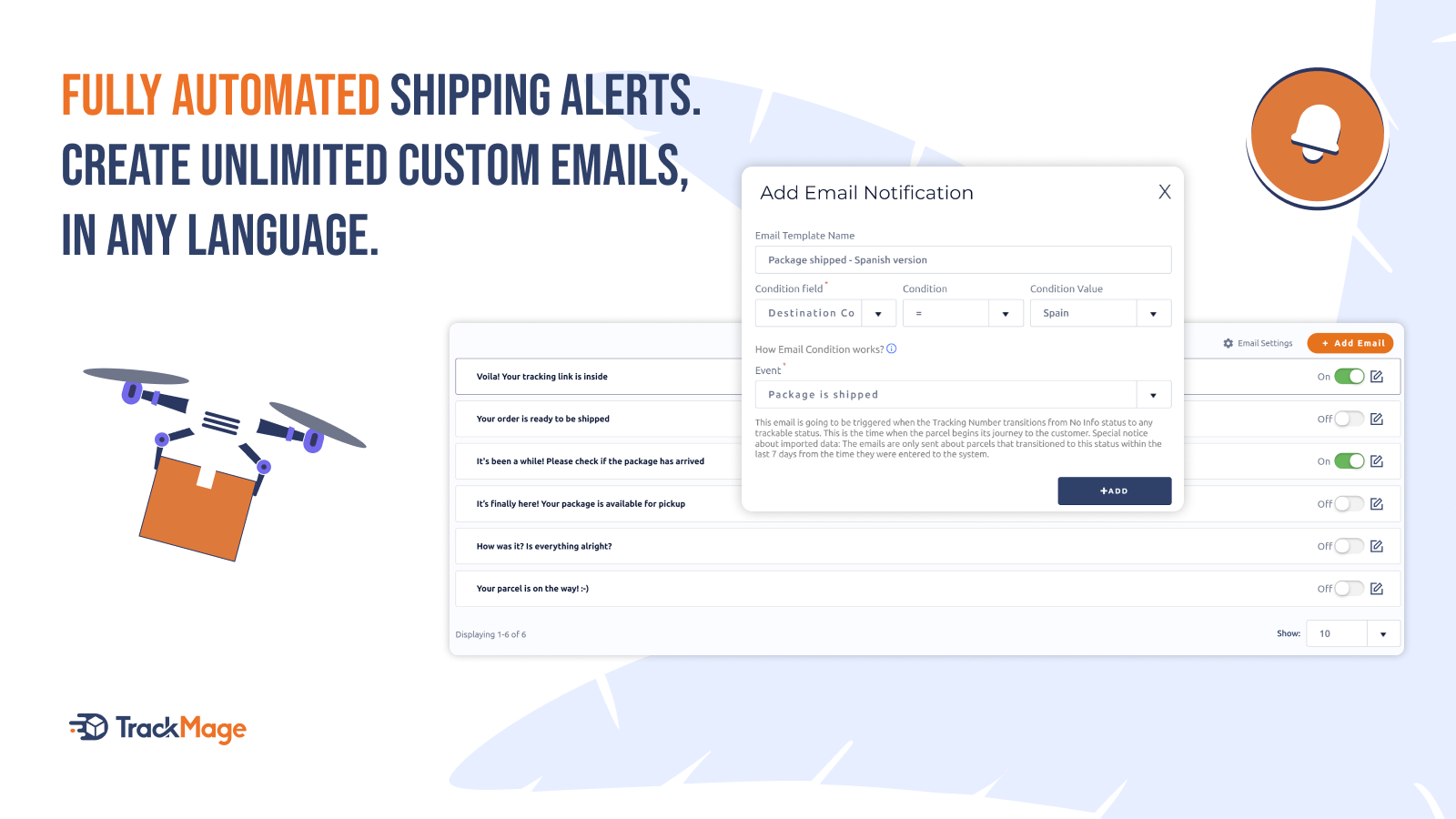  Fully automated shipping email notifications