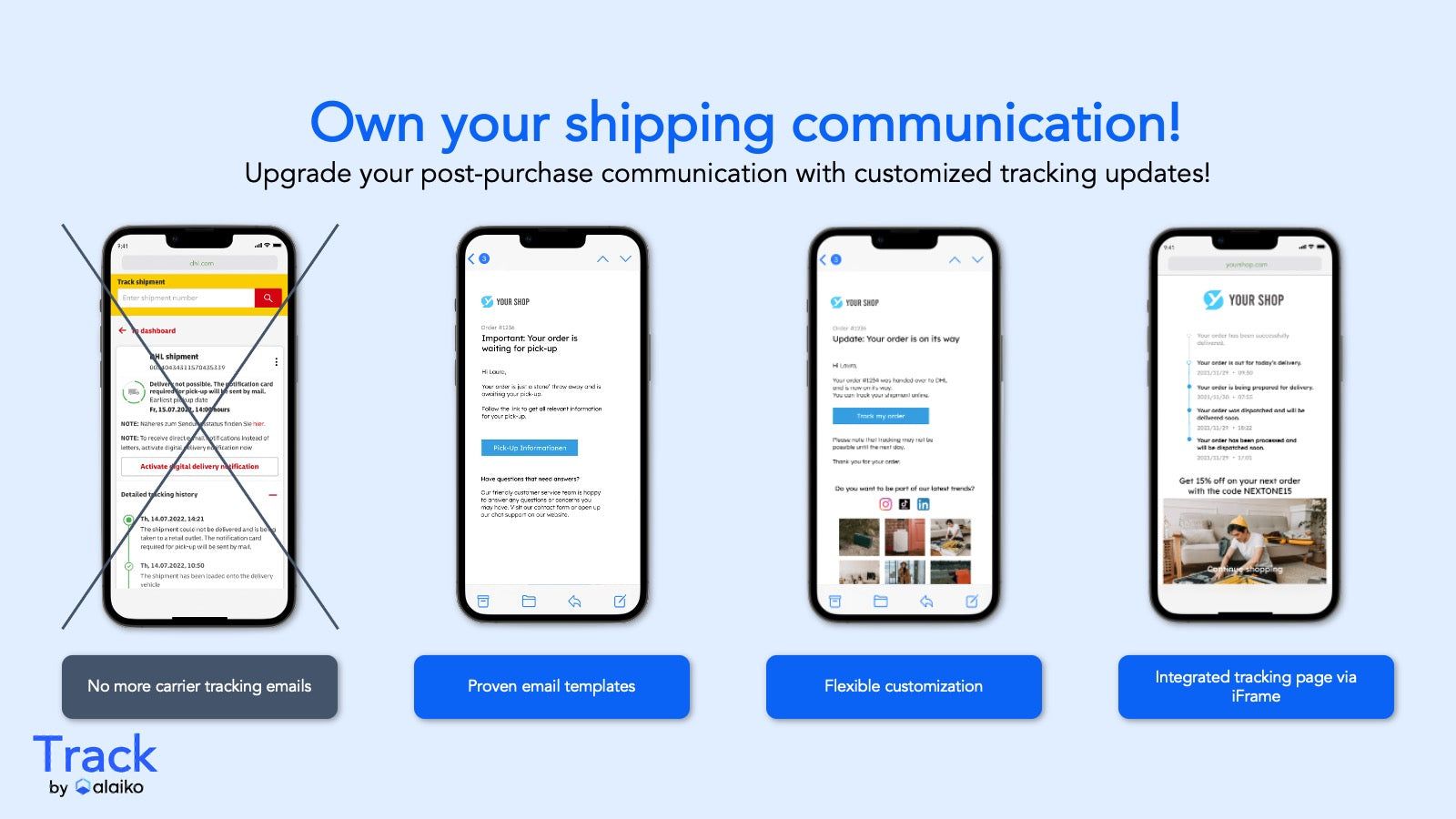 Fully customized and branded shipping communication templates