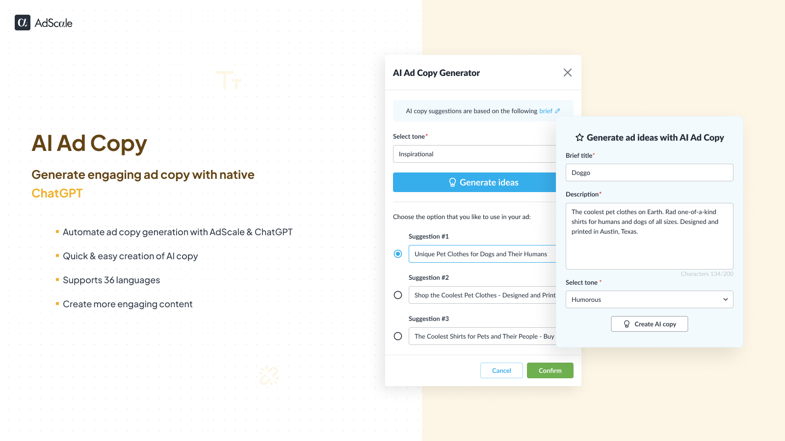 Generate an engaging Ad-Copy with native Chat GPT