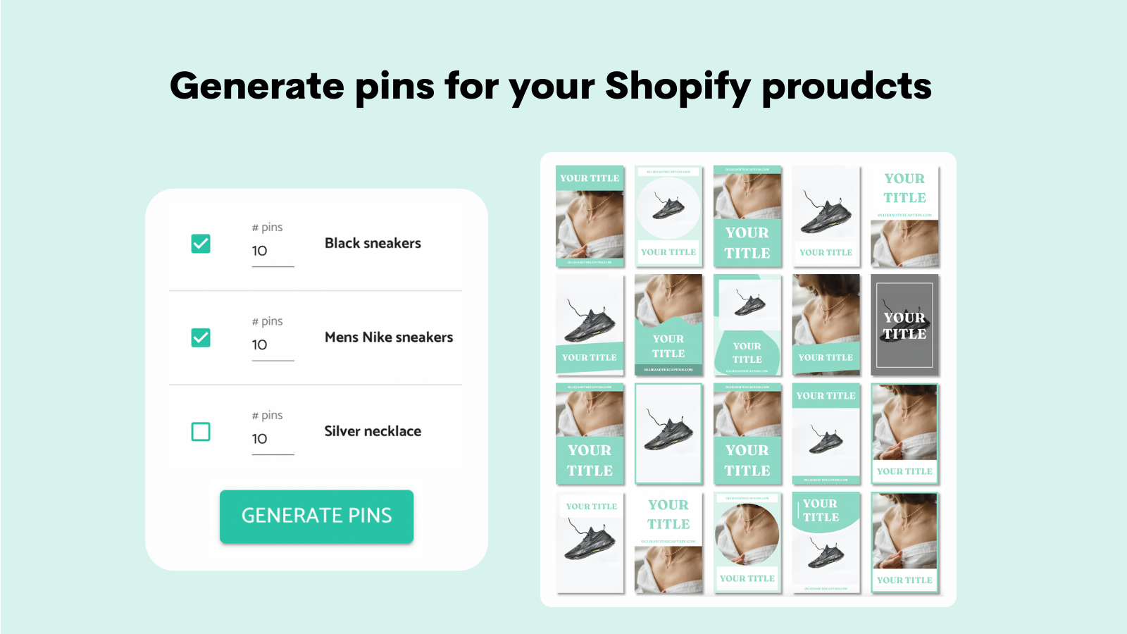 Generate beautiful Pinterest pins for your products