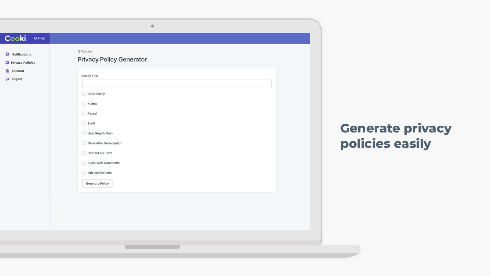 Generate free GDPR privacy policy banner easily