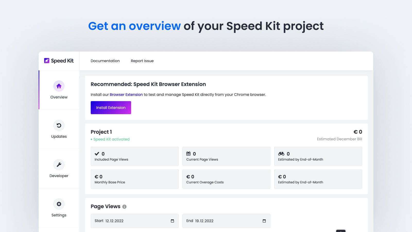 Get an overview of your Speed Kit project