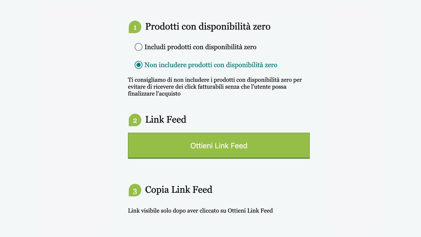 Get Link Feed to export your catalog