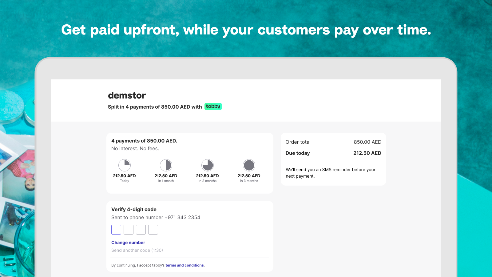 Get paid upfront, while your customers pay over time.