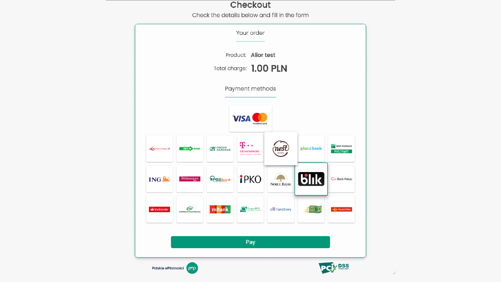 Get redirected to PEP checkout and enter payment details