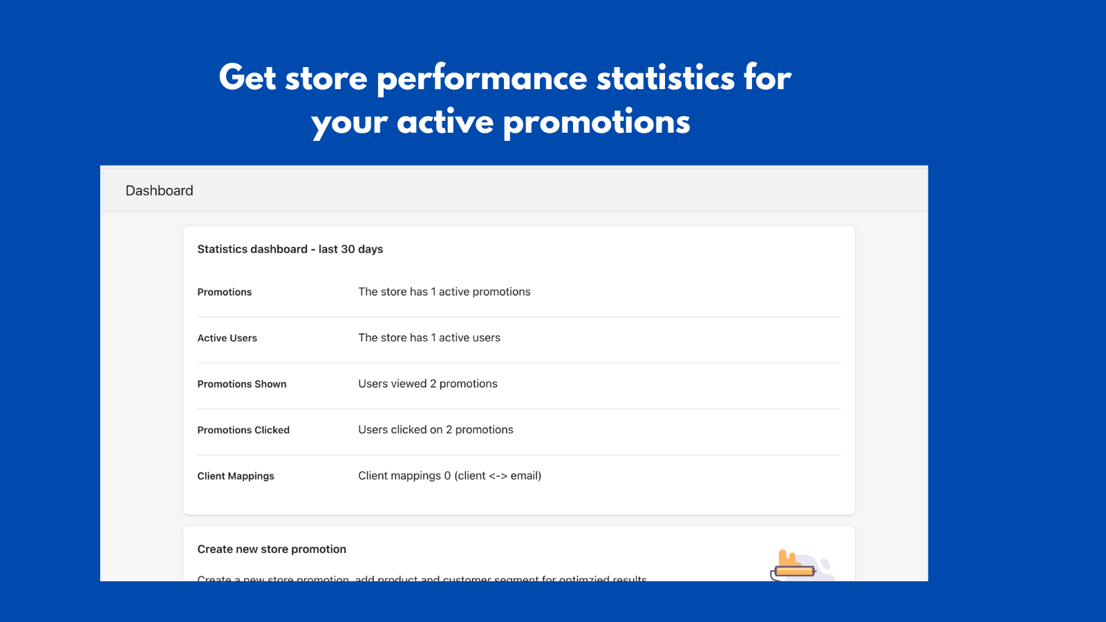 Get store performance statistics for your active promotions 