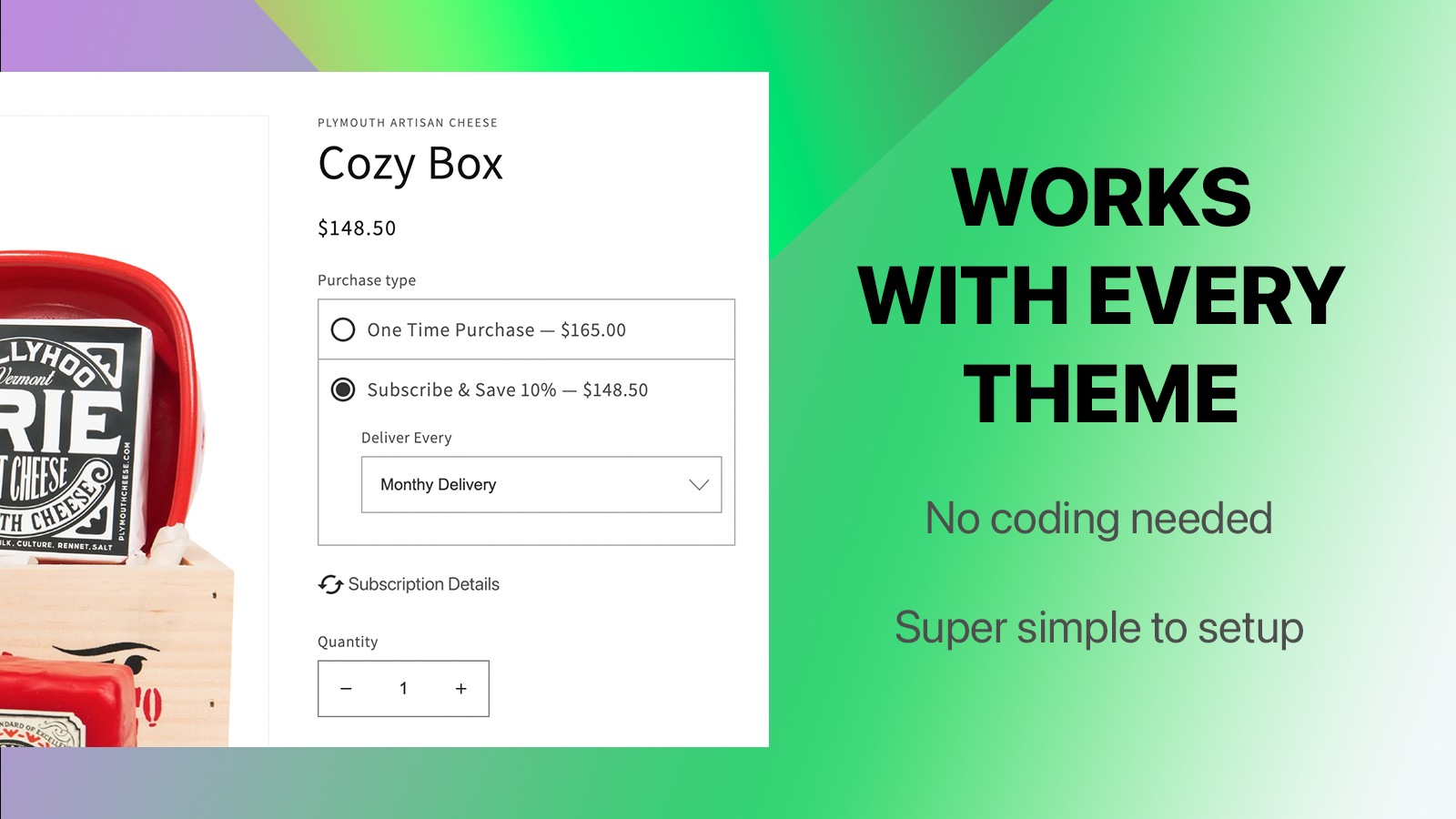 Get subscriptions for your Shopify store, subscription widget