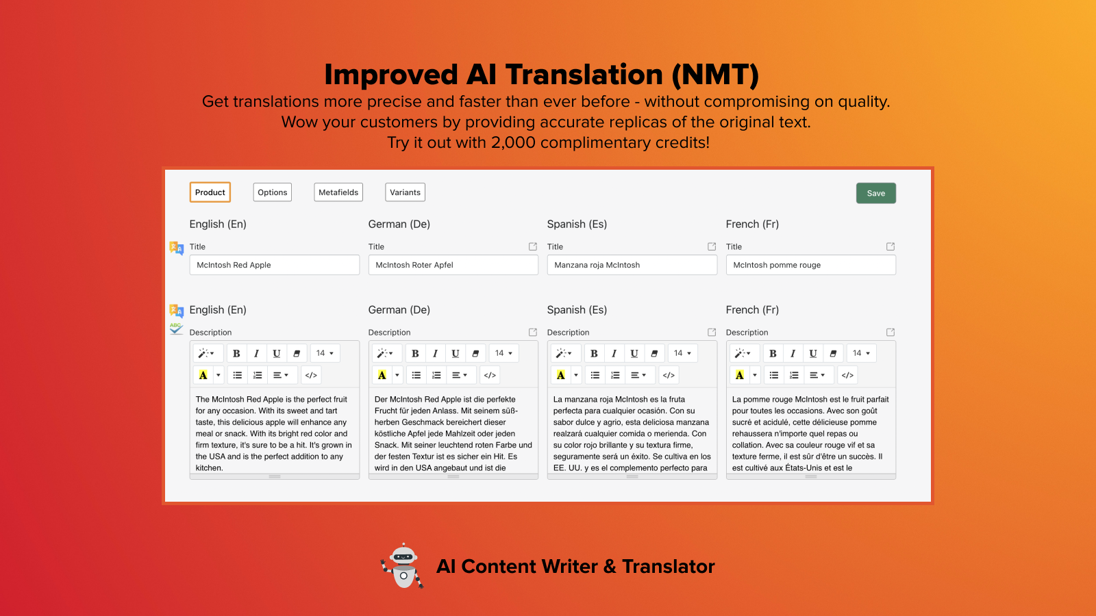 Get translations more precise and faster than ever before.
