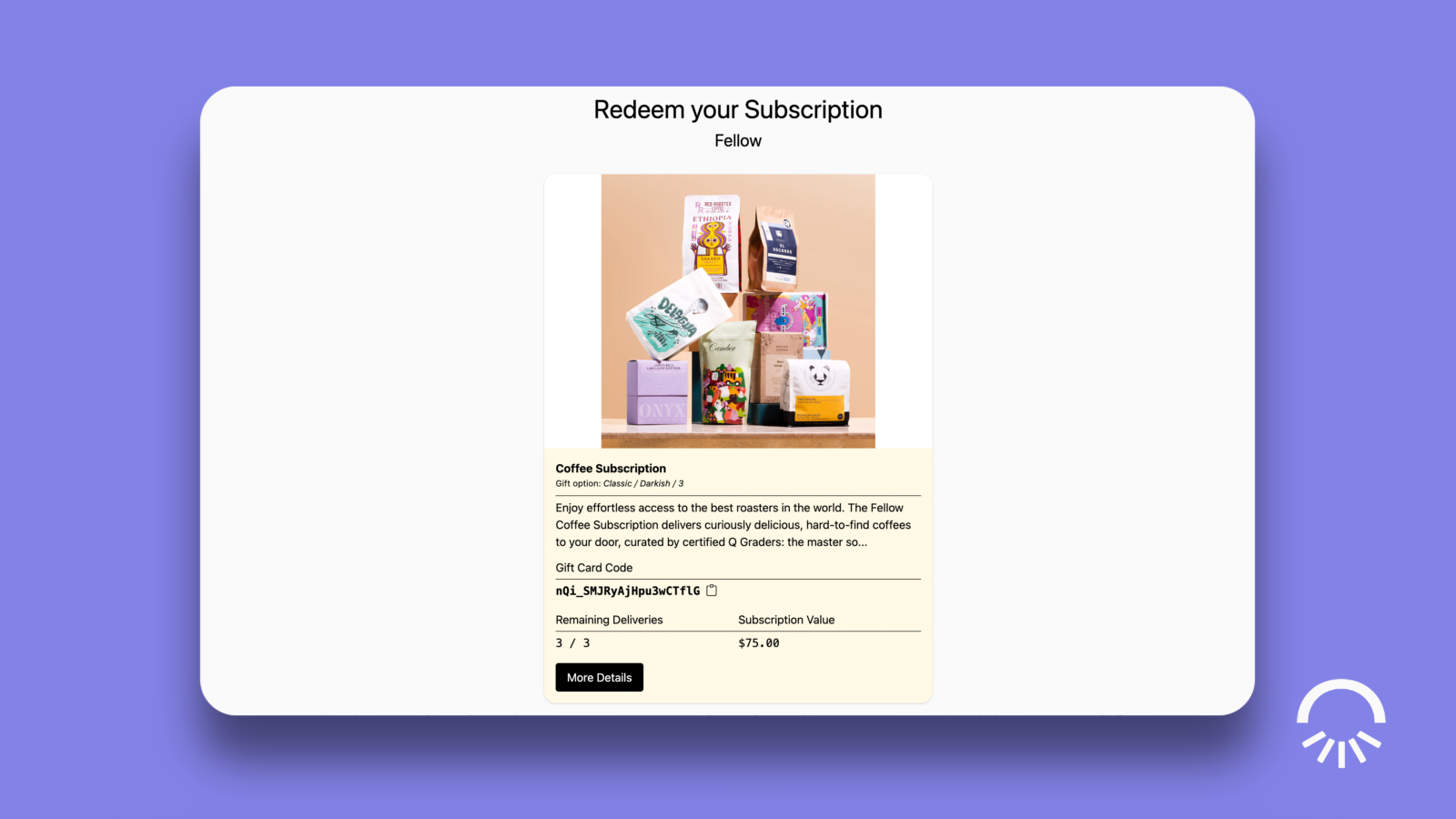 Gift card redemption page by Govalo on storefront on desktop