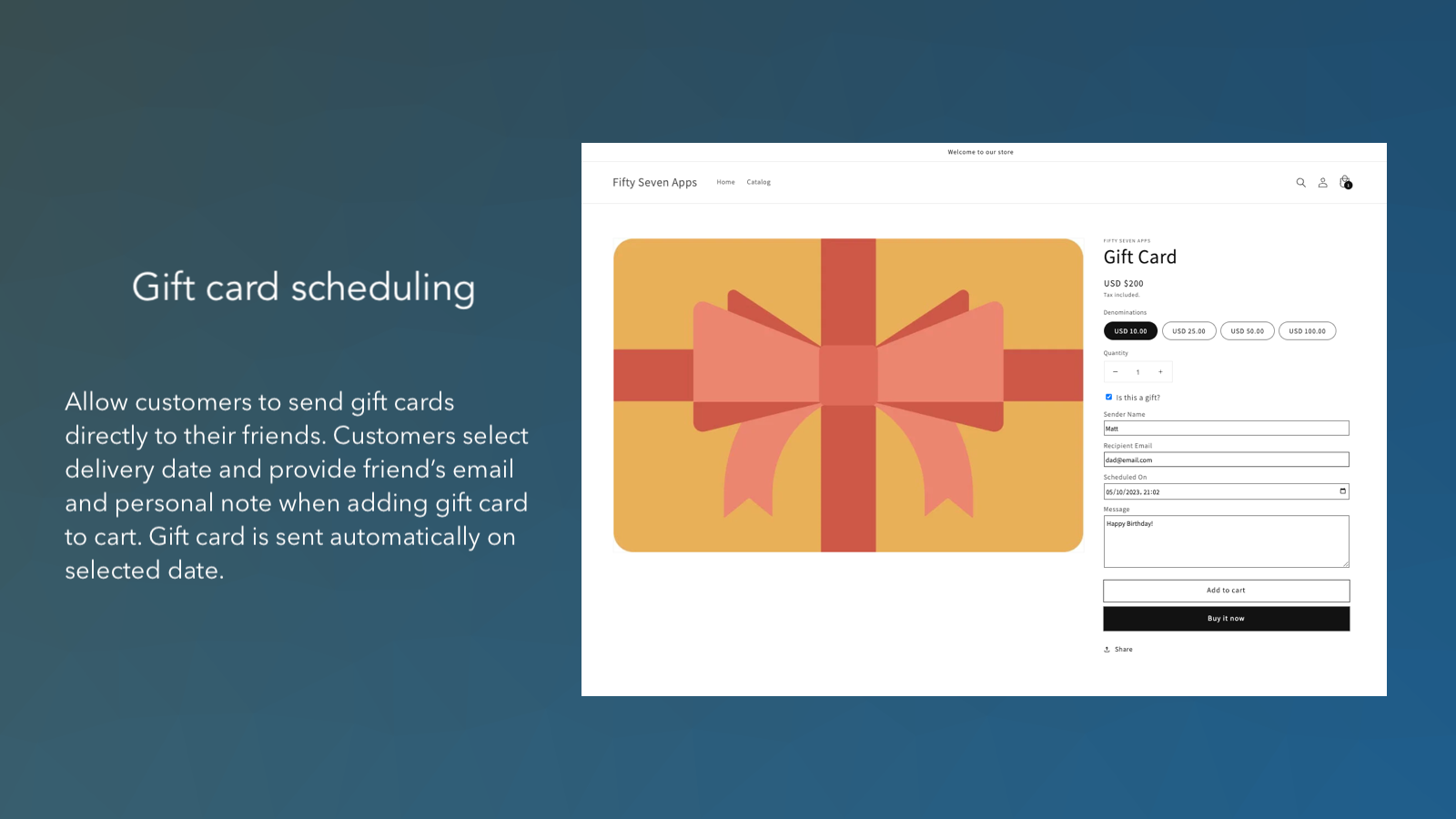 Gift card scheduling