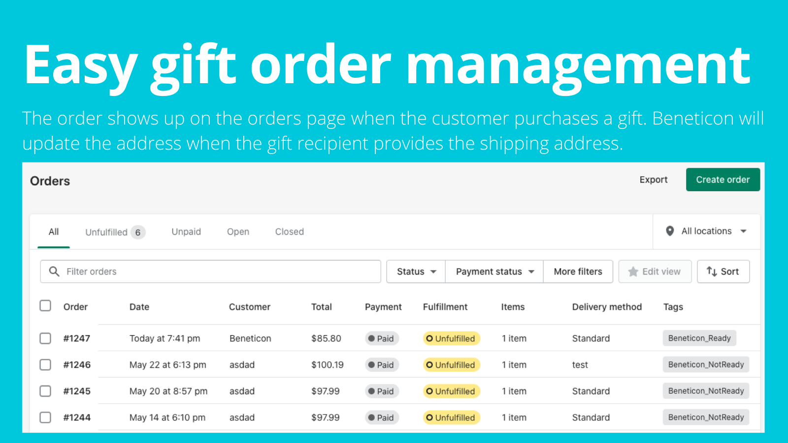 Gift order management