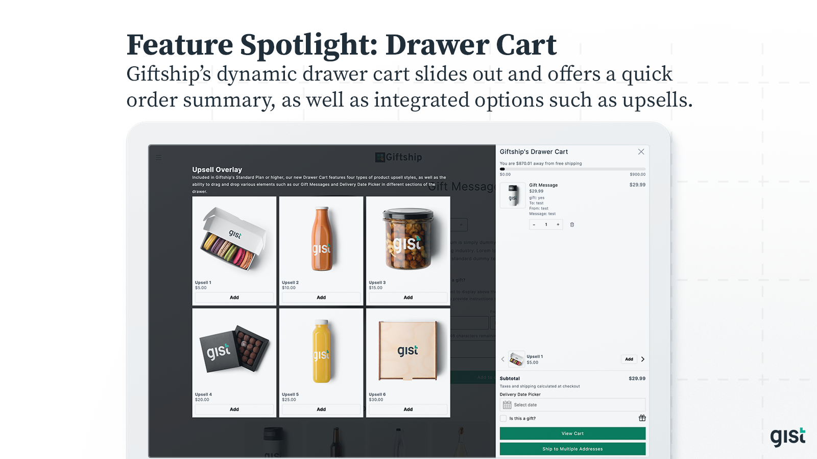 Give a better experience with a drawer slide cart with upsells.