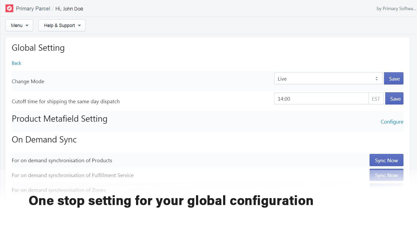 Global Configuration for Shipping
