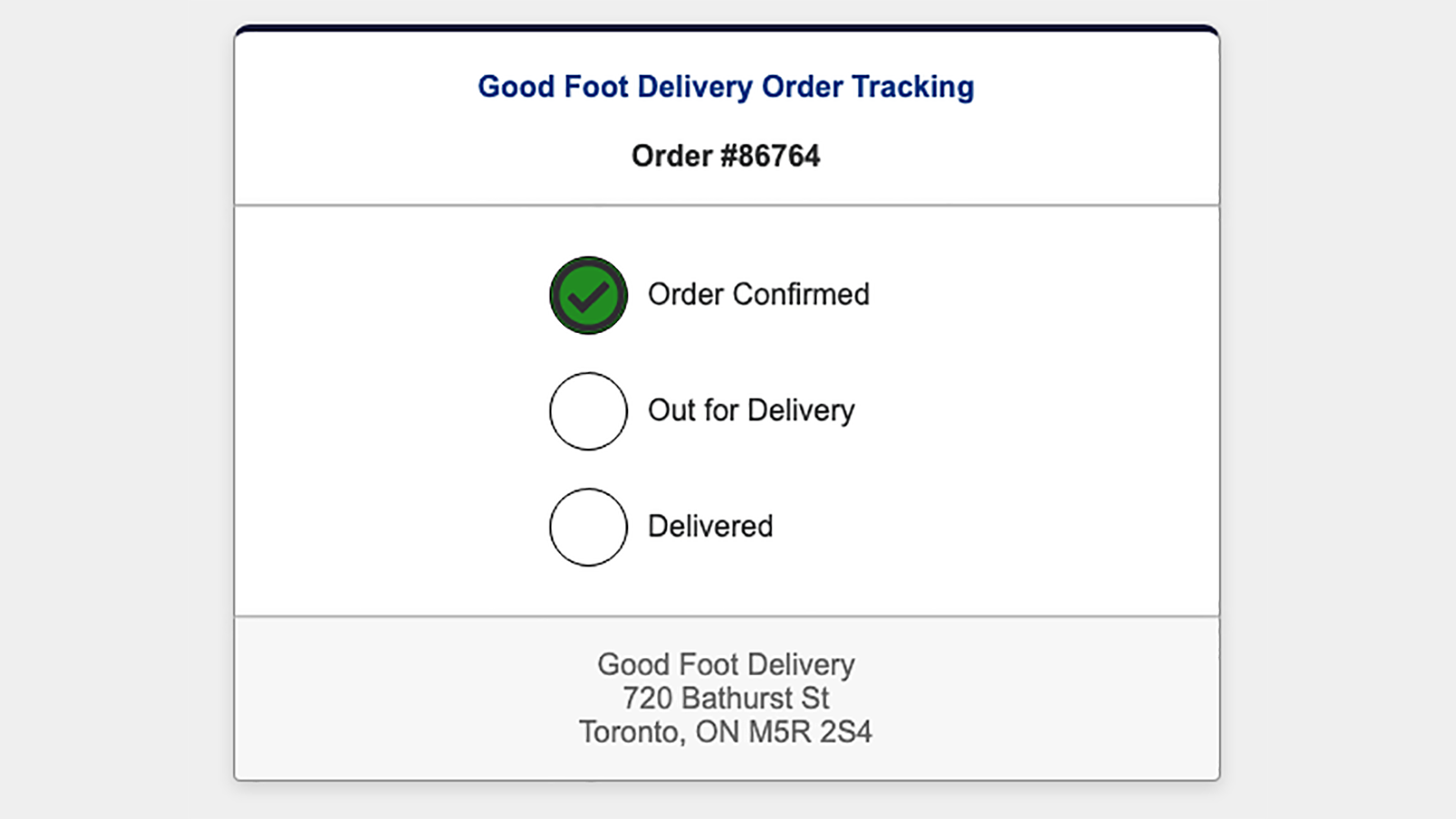 Good Foot Delivery tracking status