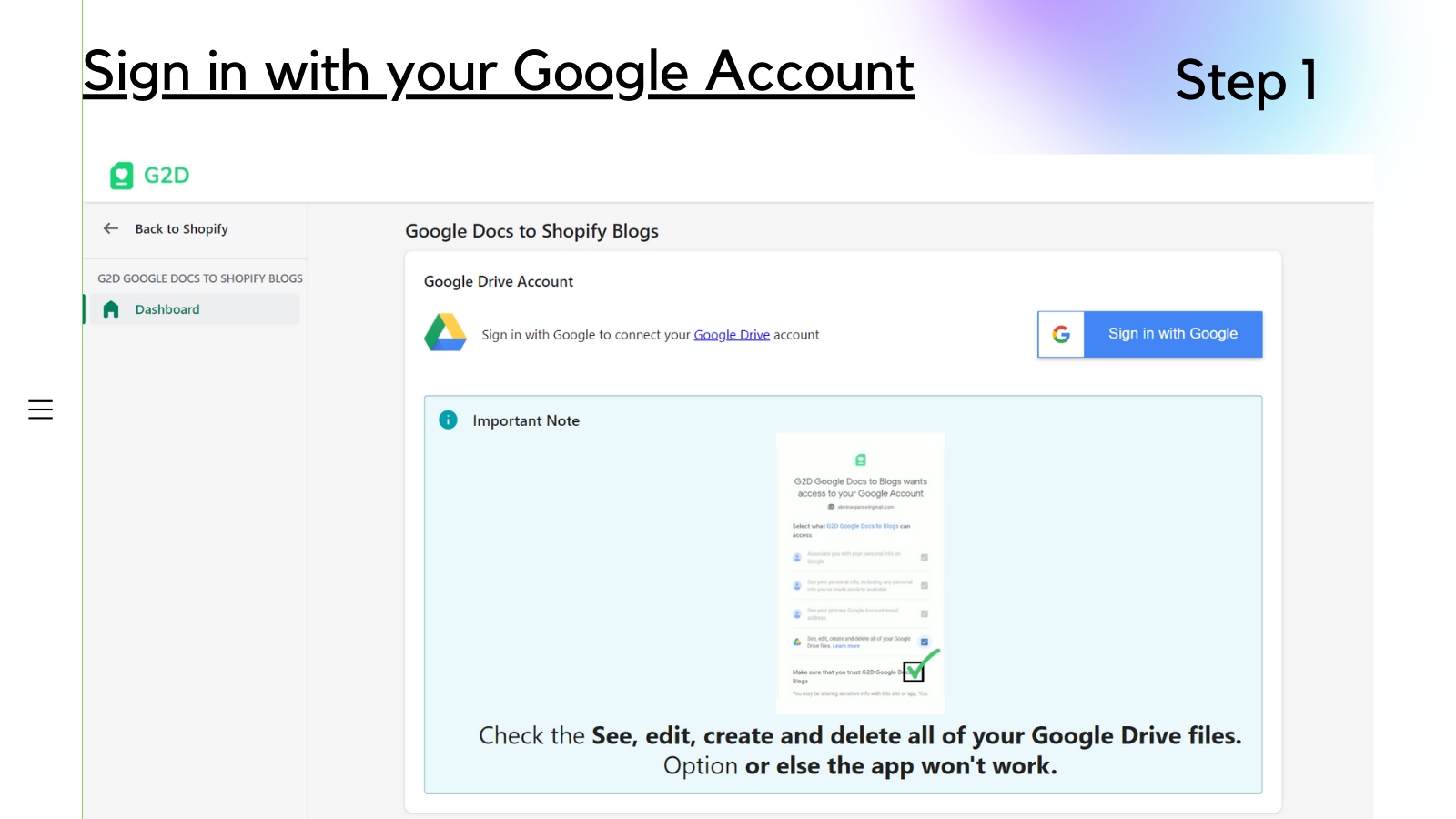 Google Docs to Shopify Blog Page Step 1