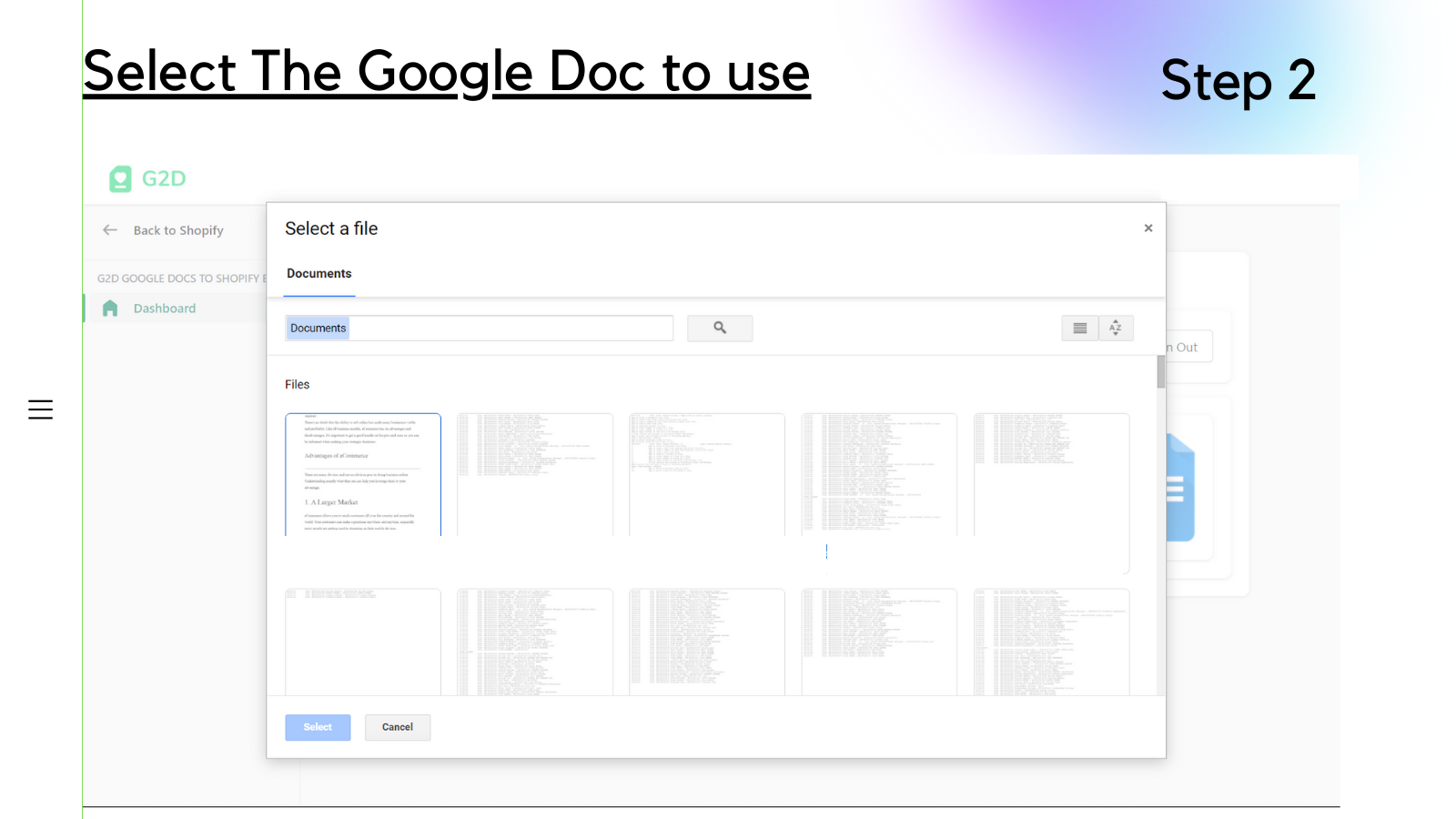 Google Docs to Shopify Blog Page Step 2