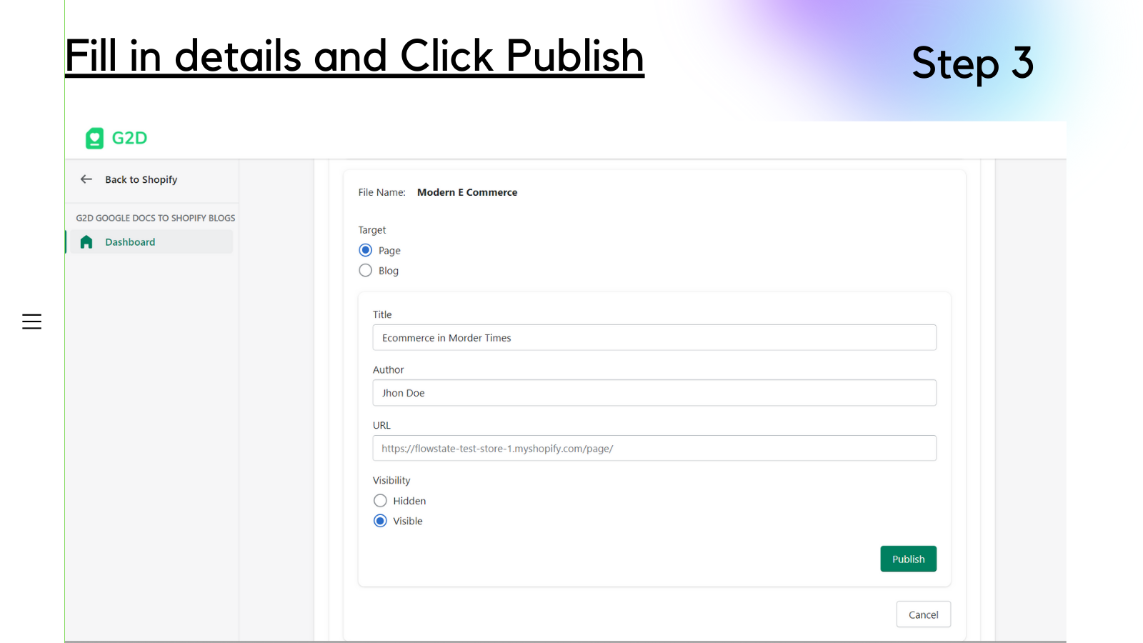 Google Docs to Shopify Blog Page Step 3