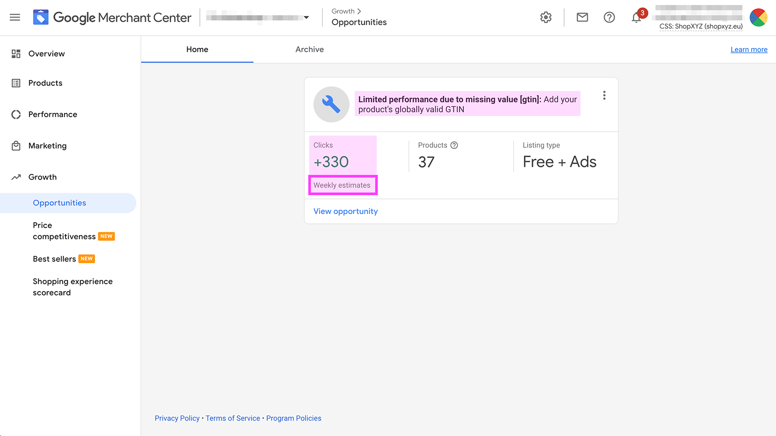Google Merchant shown that GTINs can add 330 clicks per week