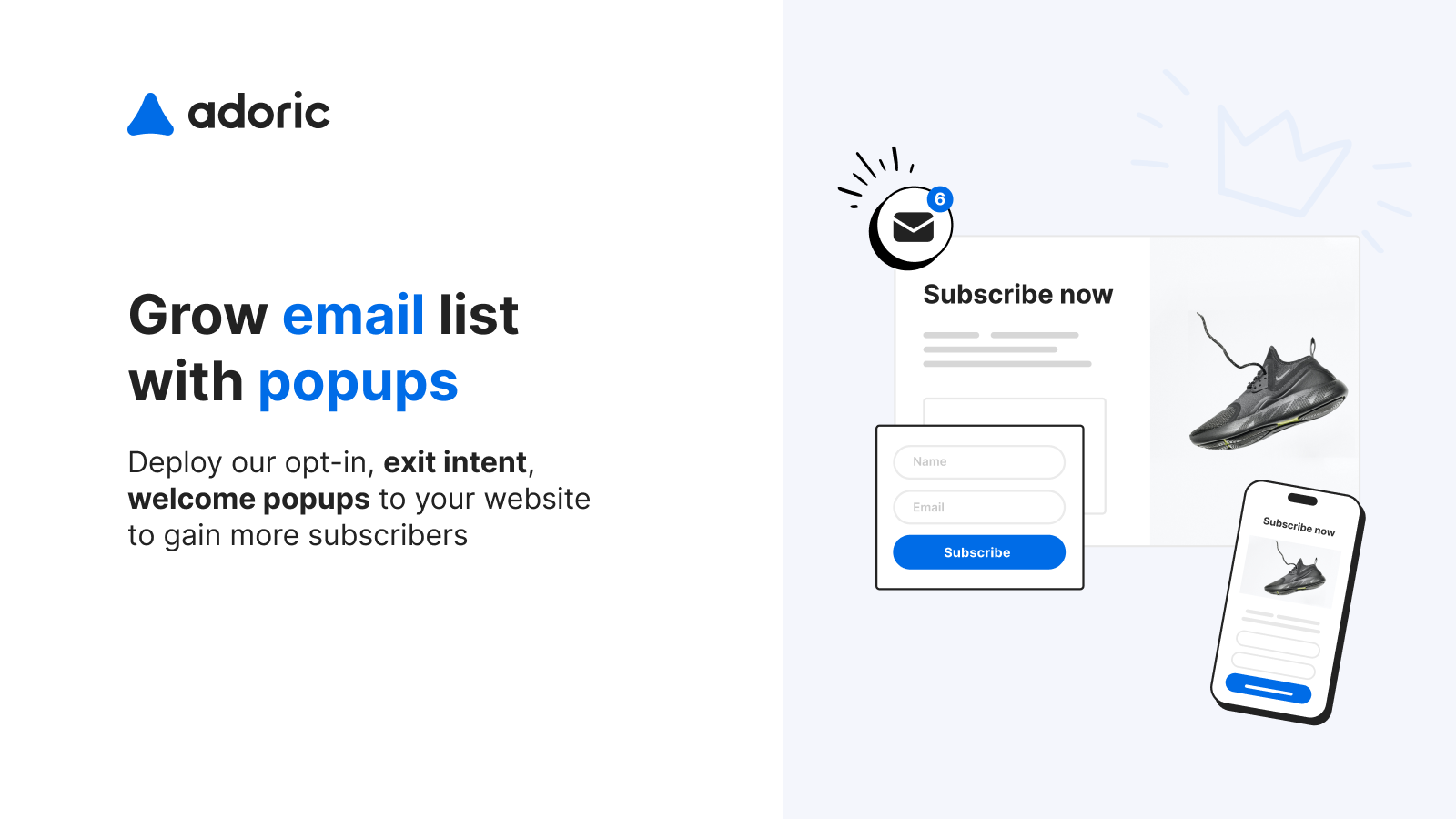 Grow email list with pop up
