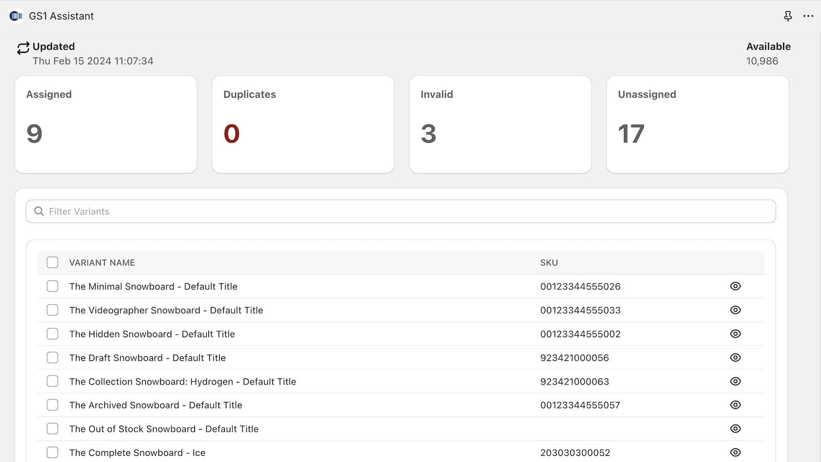 GTIN Dashboard