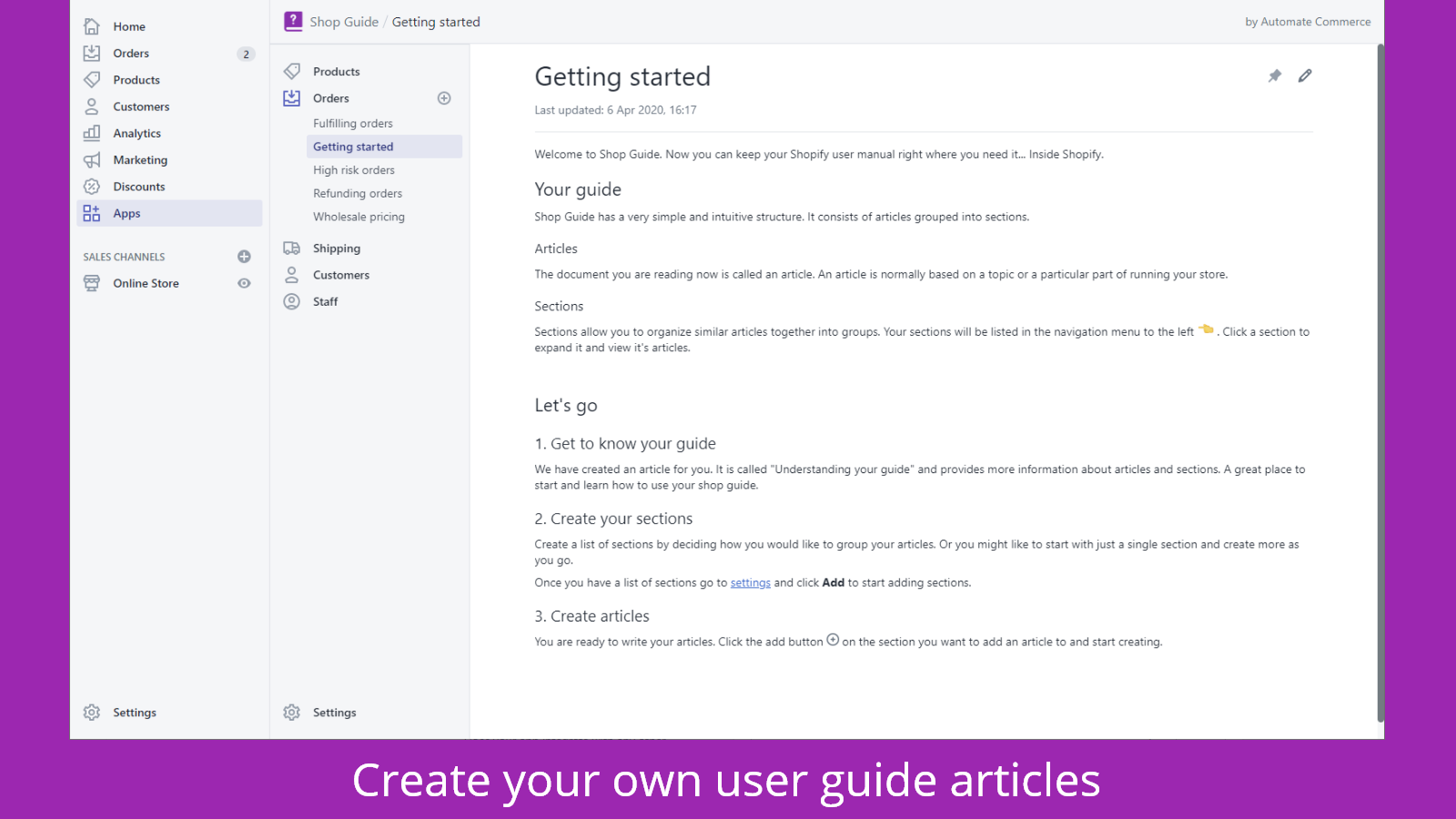 Handbook - Shop User Guide - create articles