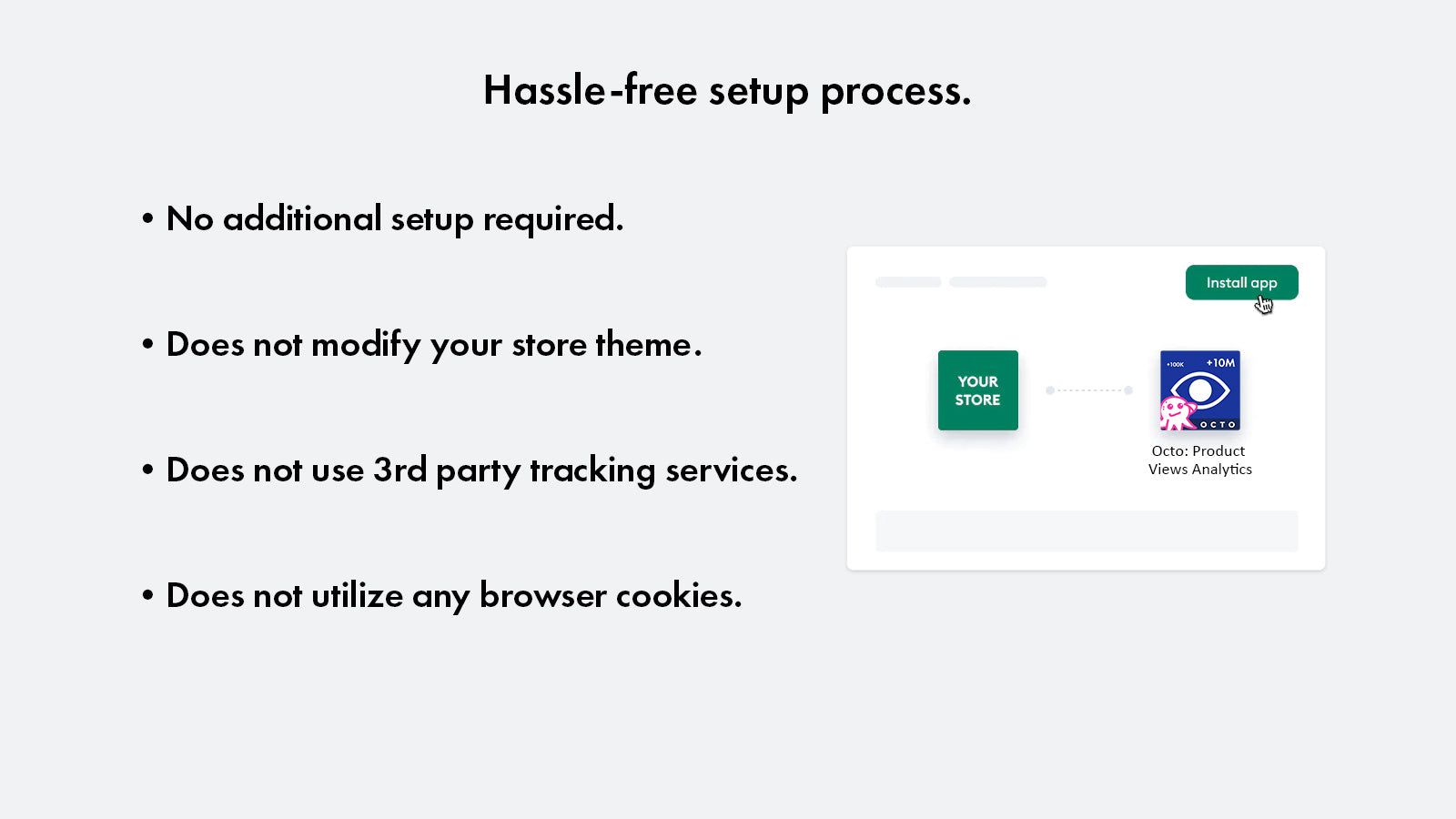 Hassle-free setup process. Does not utilize any browser cookies.