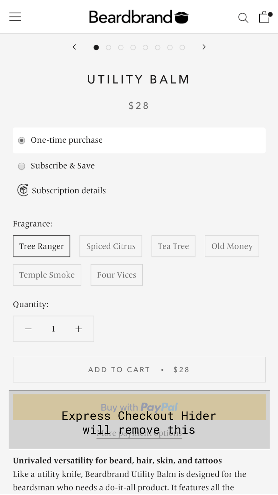 Hide Express Checkout and PayPal on product page