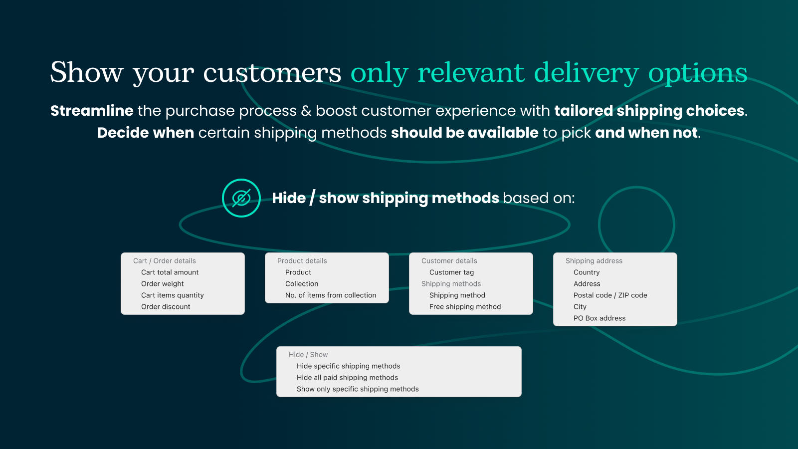 Hide shipping methods at Shopify based on various conditions