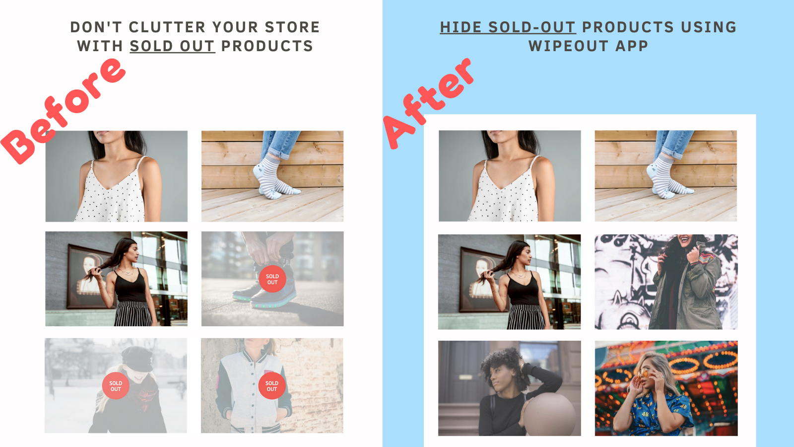 Hide sold out products using wipeout shopify app