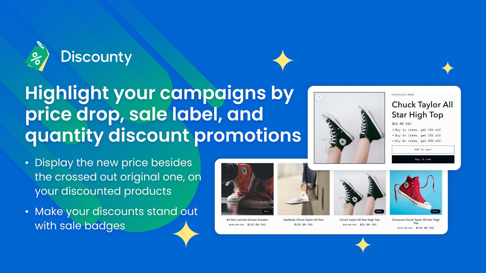 Highlight your campaigns by price drop and sale label